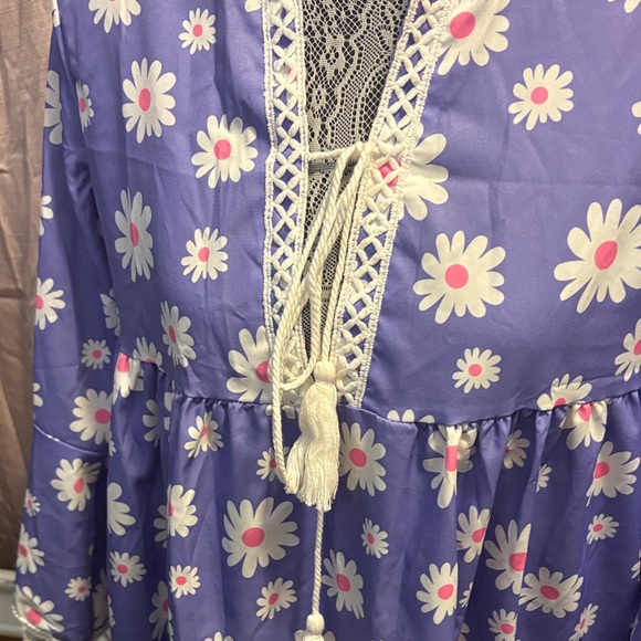 Floral Purple Kids Dress - Picture 2 of 2